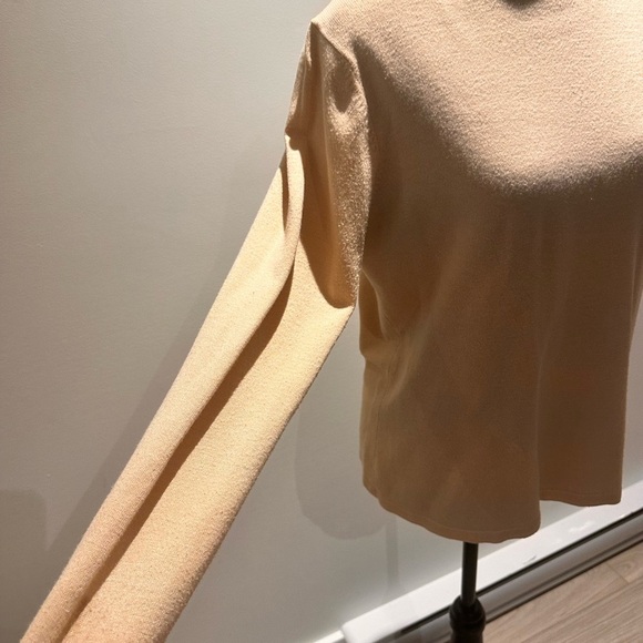 Cream Cowl Neck Sweater with Plush Texture - Picture 5 of 7